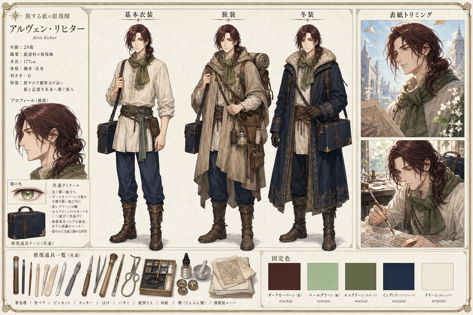 ライトノベル表紙の一貫性を保つ主人公キャラクターシート用プロンプトの生成結果
