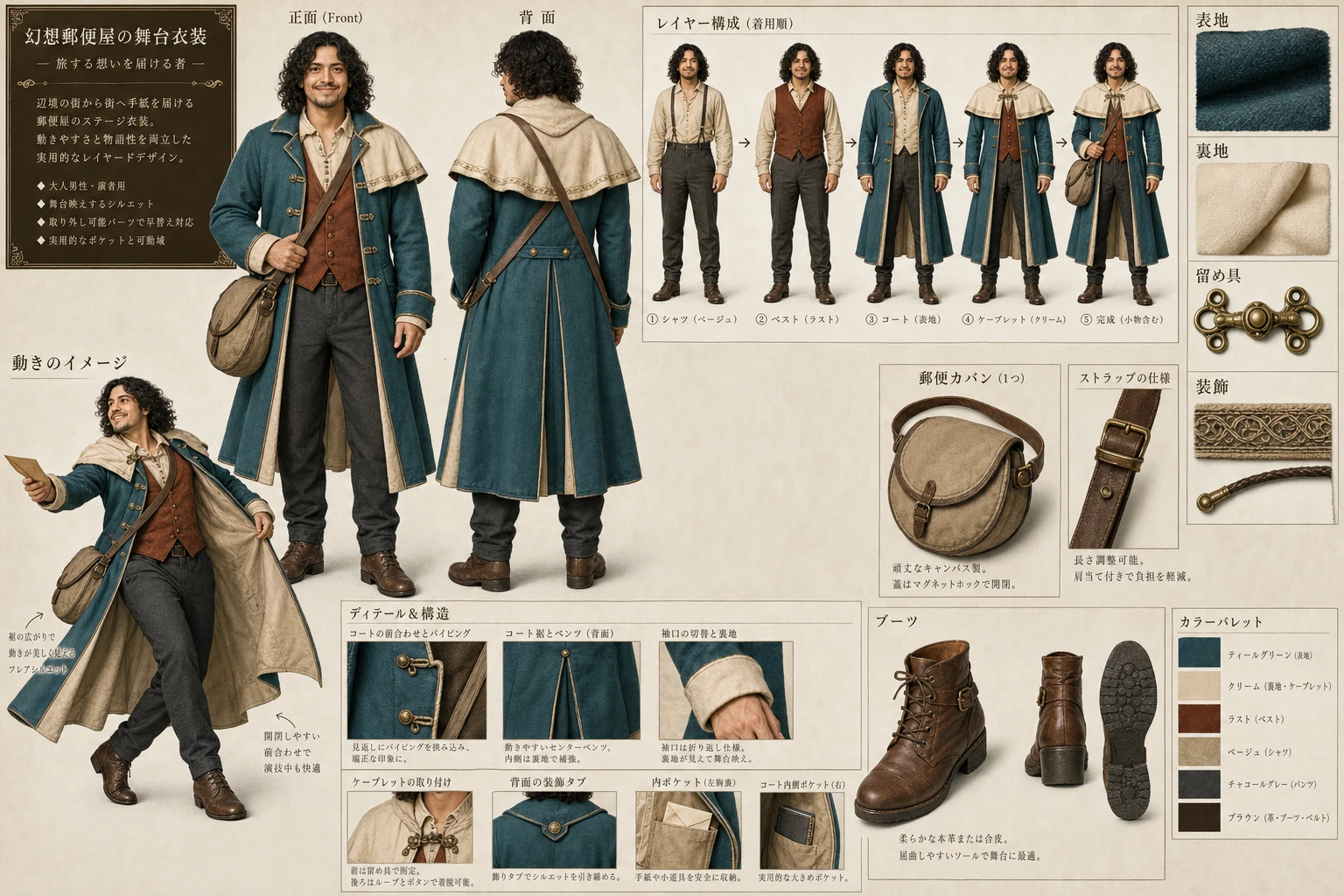 オリジナルコスプレ衣装の制作共有シート用プロンプトの生成結果