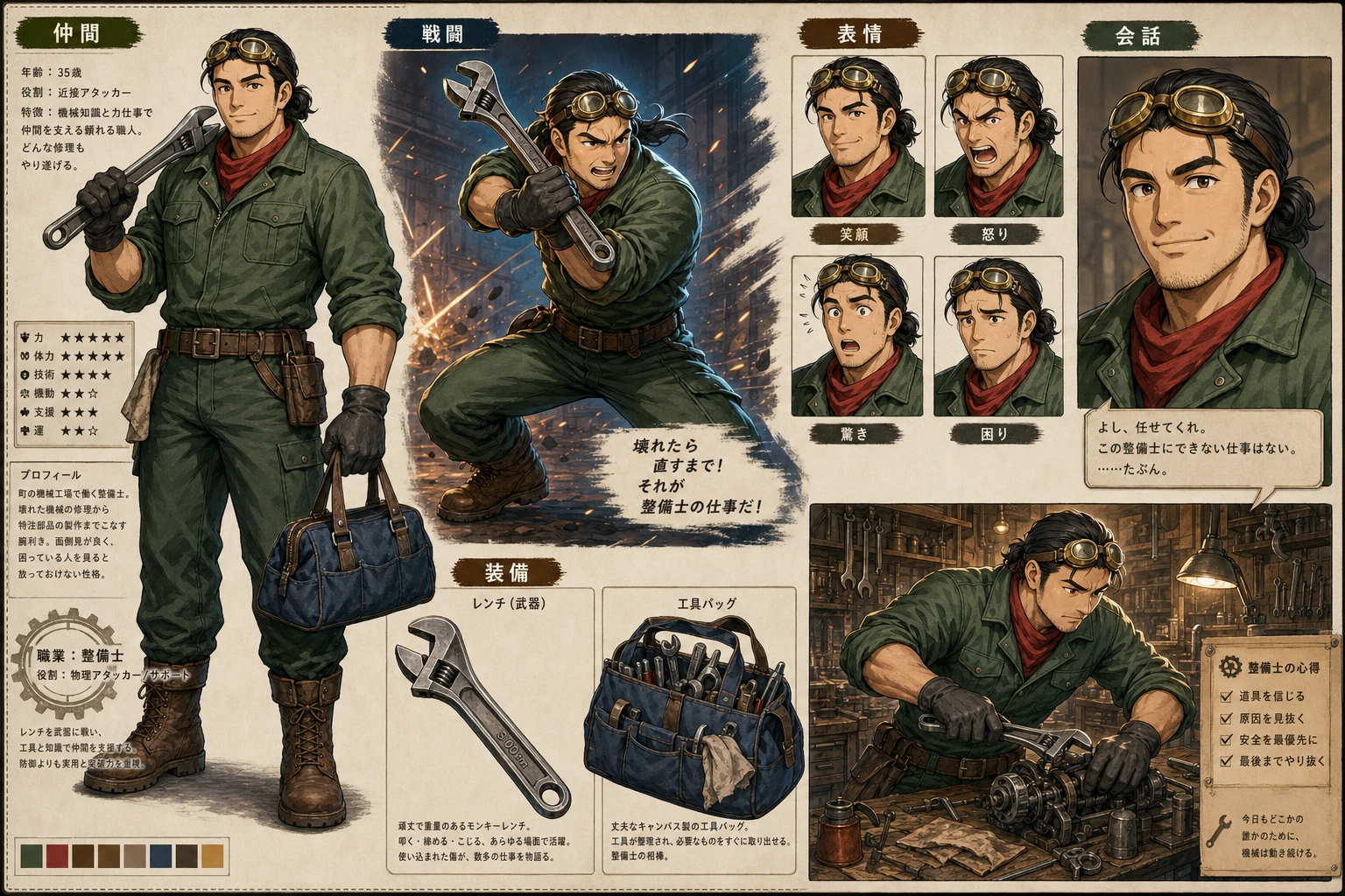 同人ゲーム仲間キャラのキャラクター設定画用プロンプトの生成結果