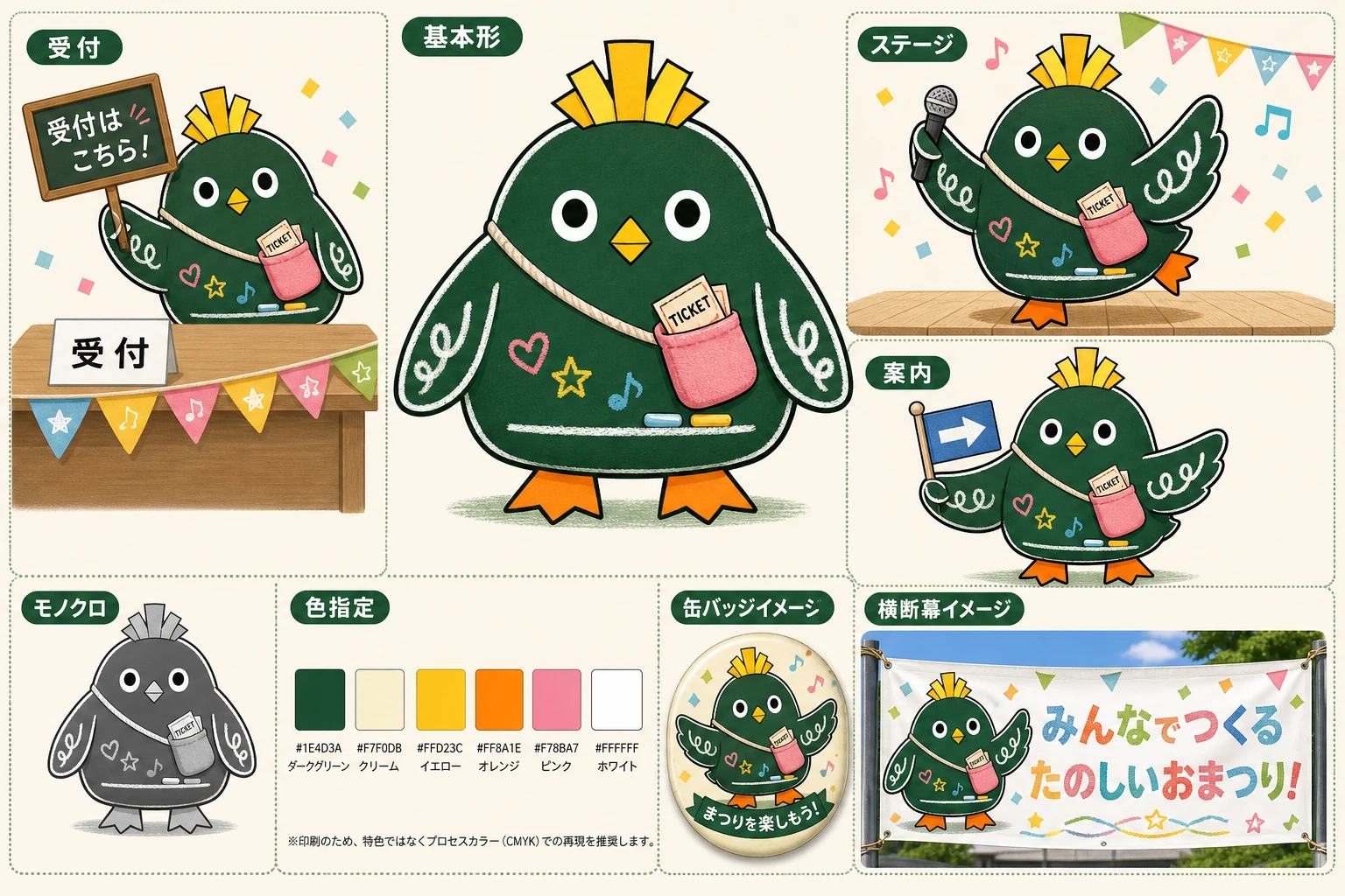学園祭オリジナルマスコット展開図用プロンプトの生成結果