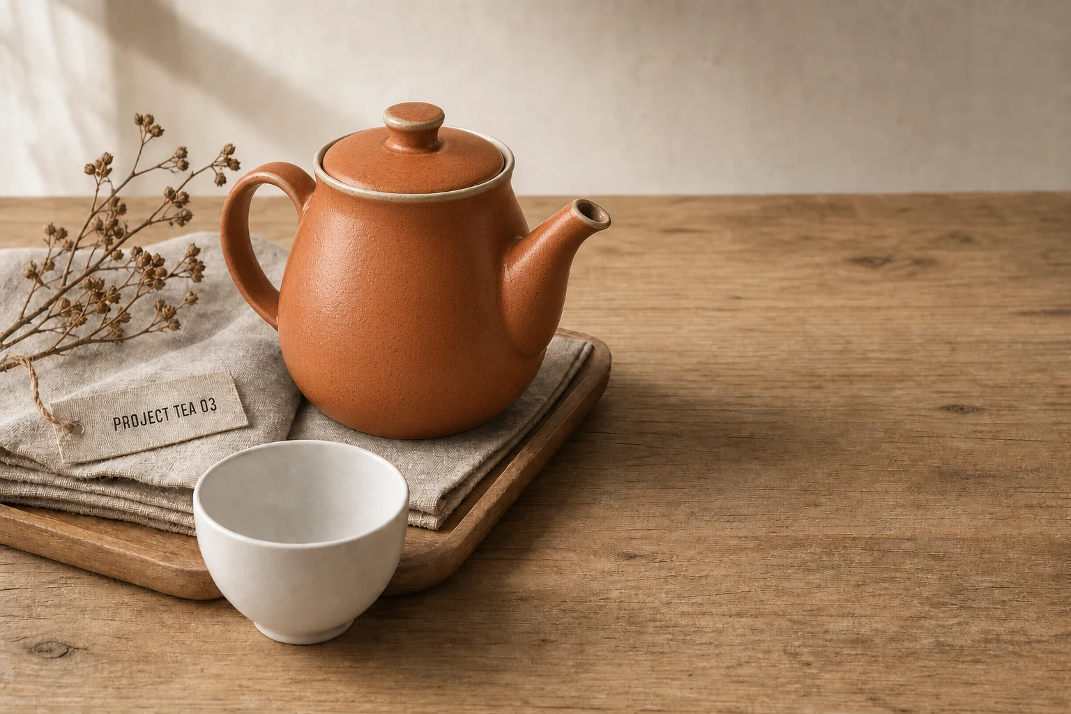 GPT Image 2 photo editing prompt result with one ceramic teapot recolored burnt orange
