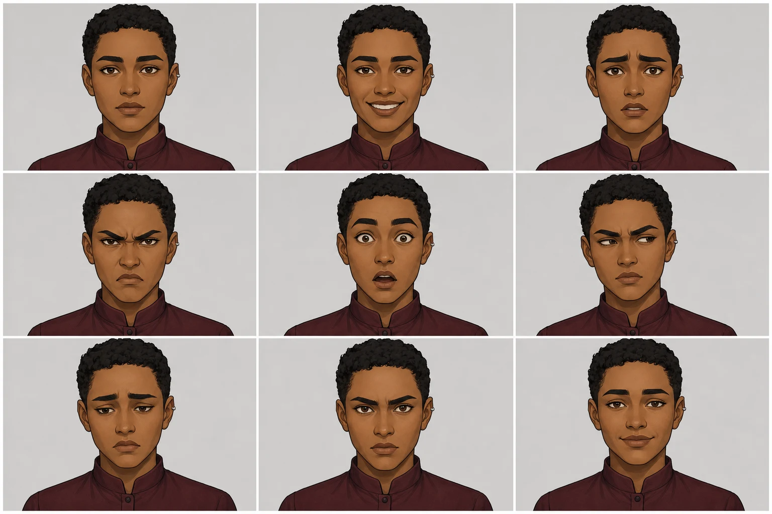 GPT Image 2 character sheet prompts result with an original facial expression matrix