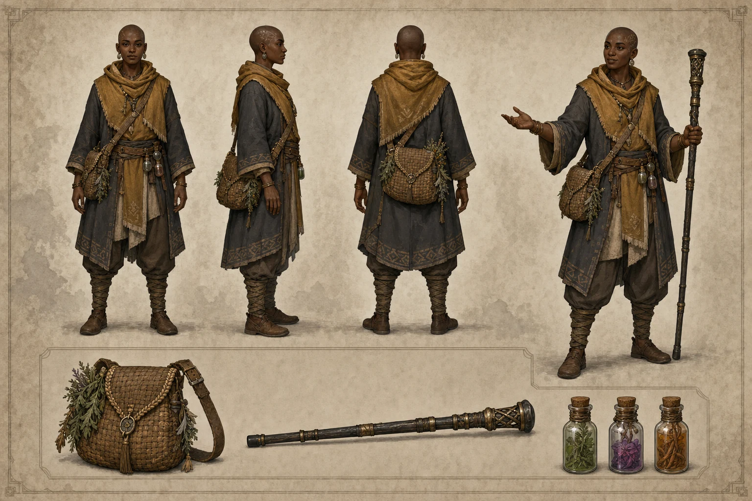 GPT Image 2 character sheet prompts result with an original game NPC design sheet