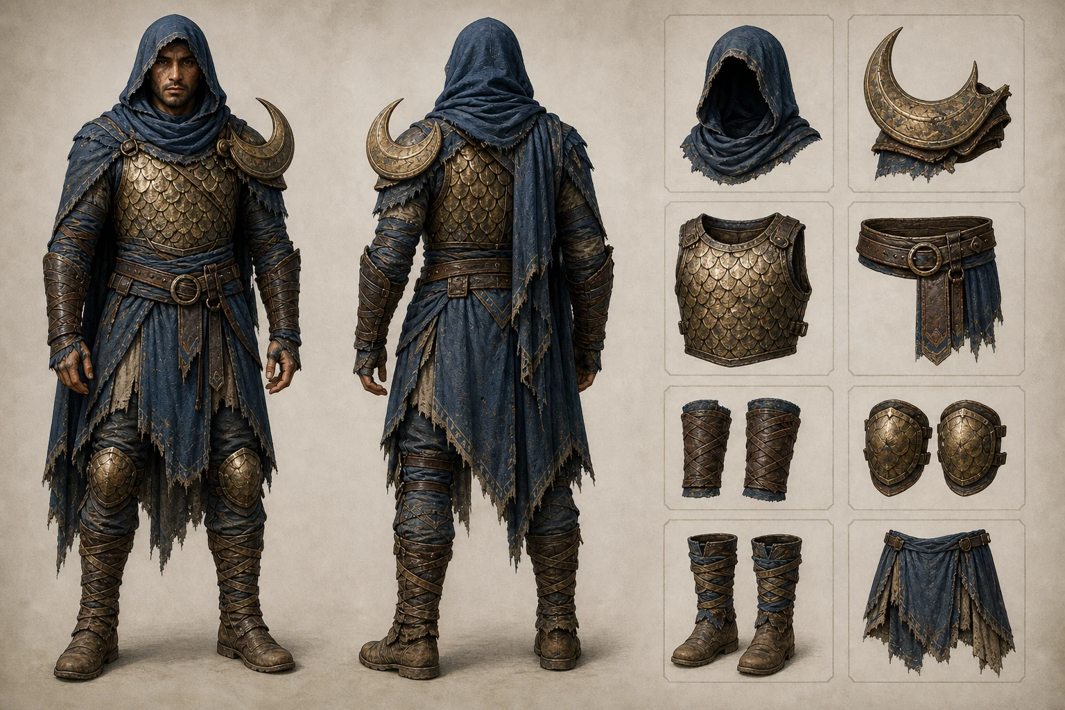 GPT Image 2 character sheet prompts result with an original fantasy armor component sheet