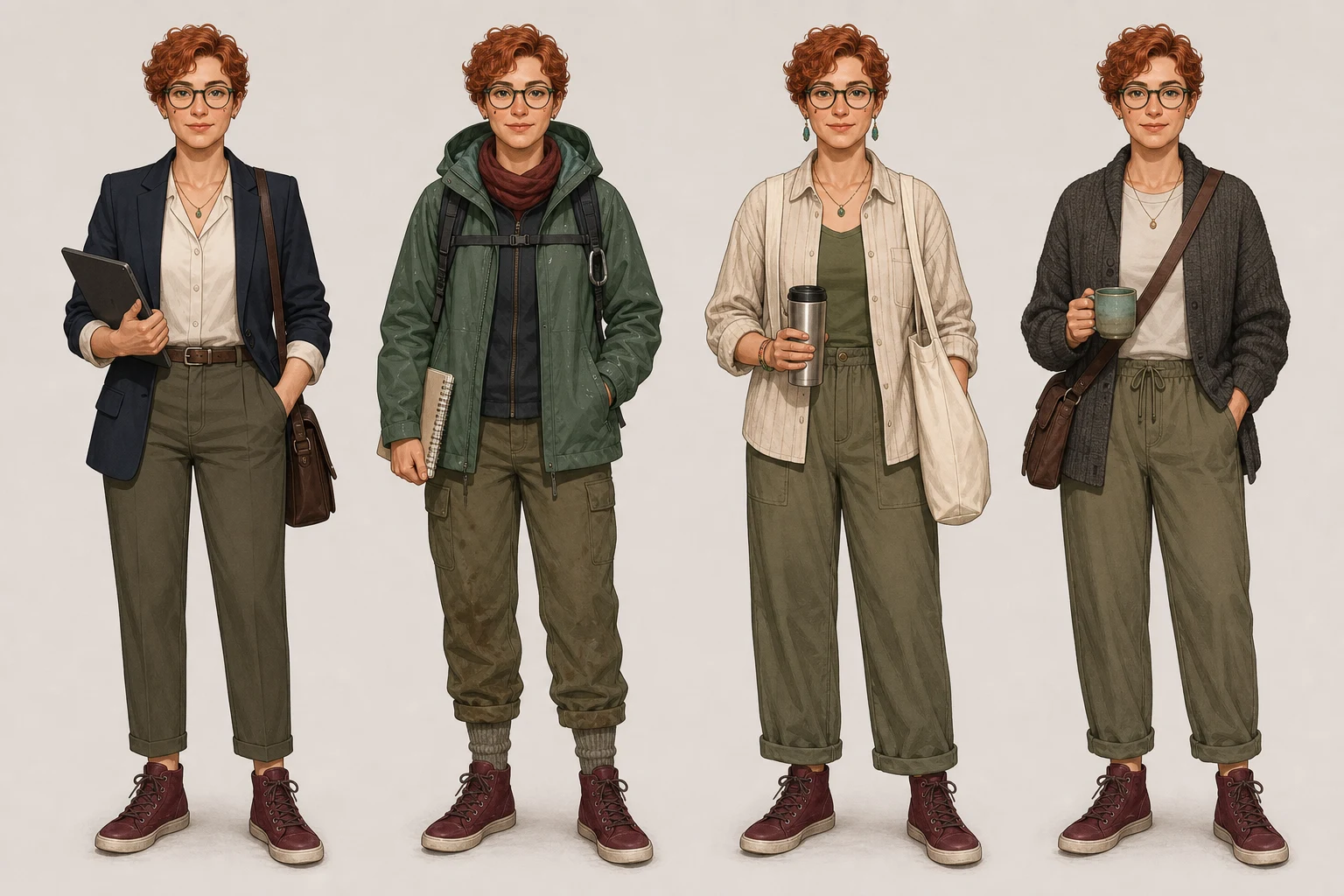 GPT Image 2 character sheet prompts result with four same-character outfit variants