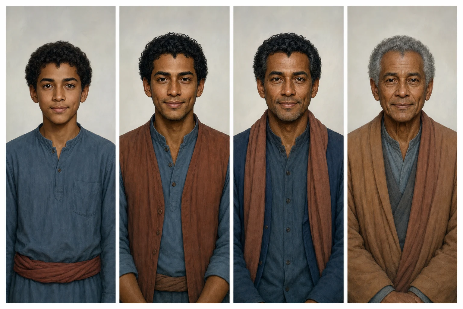 GPT Image 2 character sheet prompts result with one original character aging across four stages
