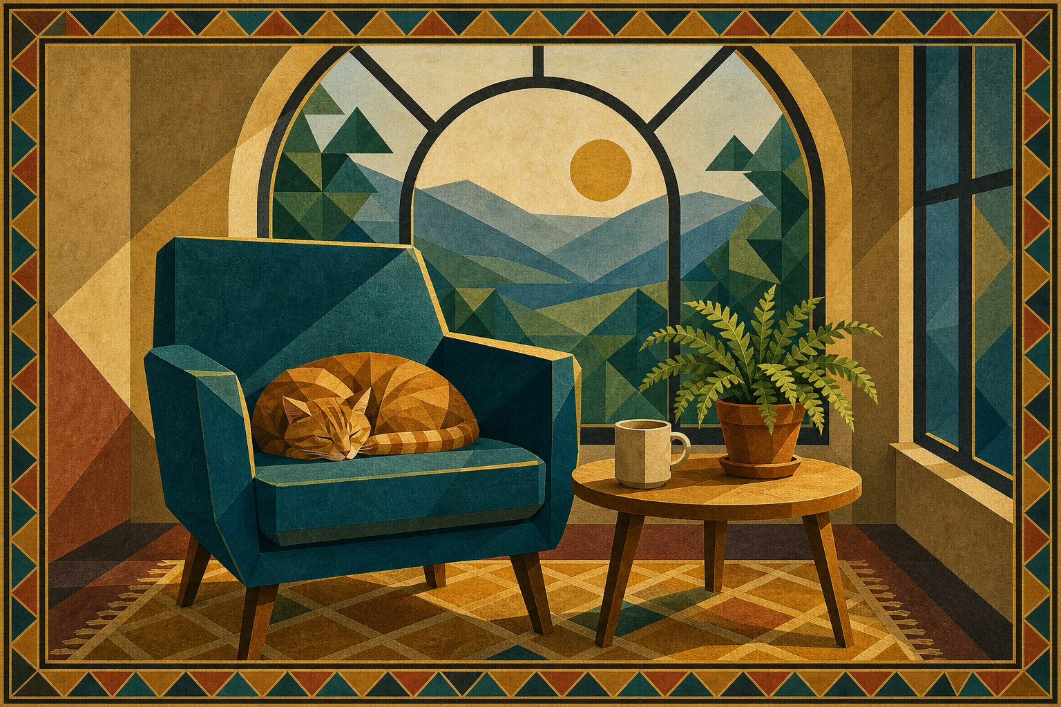 GPT Image 2 style transfer prompt example showing a medieval-inspired geometric sunroom poster