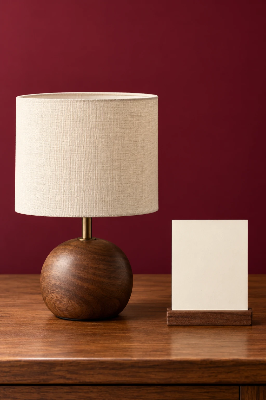AI Black Friday product ad prompts example with an ivory table lamp and a separate blank offer card